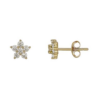 PRIMROSE Sterling Silver Cubic Zirconia Flower Stud Earrings