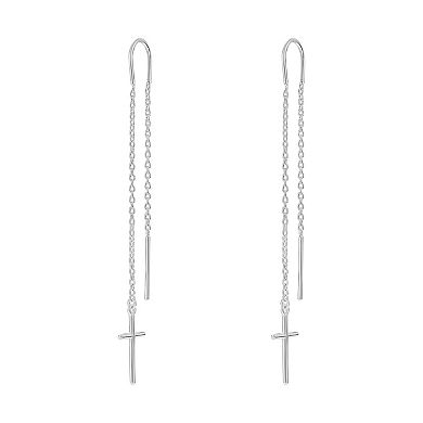 PRIMROSE Sterling Silver Cross Threader Earrings