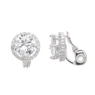 Napier Halo Silver Button Clip Earrings