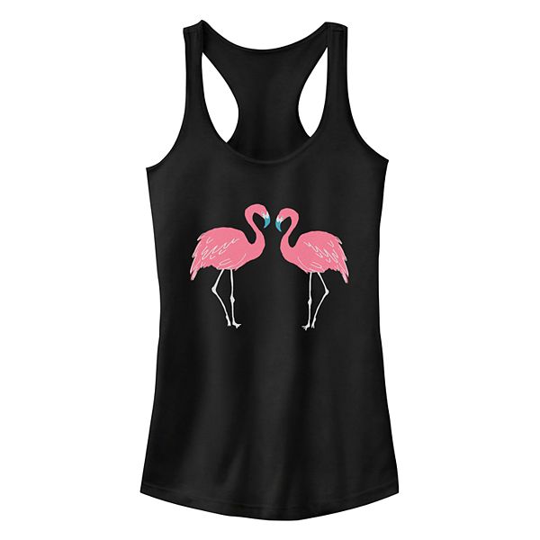 NEW Fifth Sun  gray V-neck Tank Top w/Pink Flamingos Women's Juniors SIZE XS 