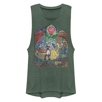 Juniors' Disney's Beauty and the Beast Stained Glass Muscle Tank Top
