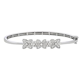Jewelexcess 1 Carat T.W. Diamond Sterling Silver Bangle Bracelet