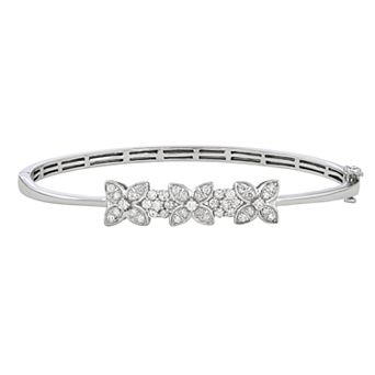 Jewelexcess 1 Carat T.W. Diamond Sterling Silver Bangle Bracelet