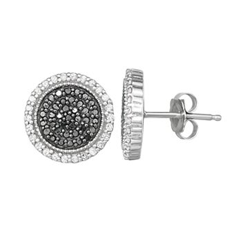 Jewelexcess Sterling Silver 1/2 Carat T.W. Black & White Diamond Stud Earrings