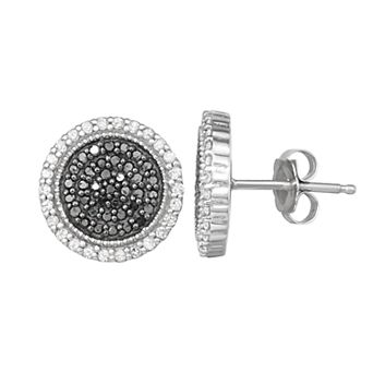 Jewelexcess Sterling Silver 1/2 Carat T.W. Black & White Diamond Stud Earrings