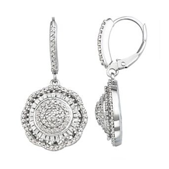 Jewelexcess Sterling Silver 1 Carat Diamond Drop Earrings