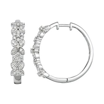 Jewelexcess Sterling Silver 1 Carat Diamond Butterfly Hoop Earrings