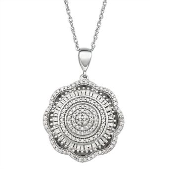 Jewelexcess 1 Carat Diamond Sterling Silver Pendant Necklace