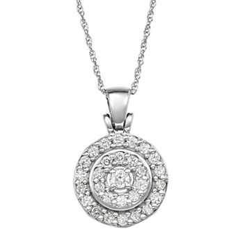 Jewelexcess 1 Carat White Diamond Sterling Silver Pendant Necklace