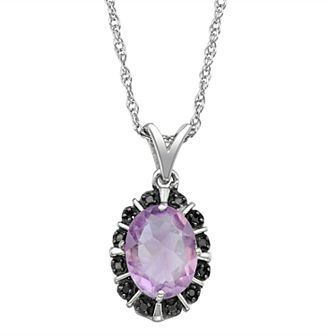 Jewelexcess Sterling Silver 1.65 Carat T.W. Gemstone & Black Diamond Accent Pendant Necklace