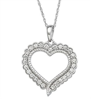 Jewelexcess Sterling Silver 1/2 Carat Diamond Heart Pendant Necklace