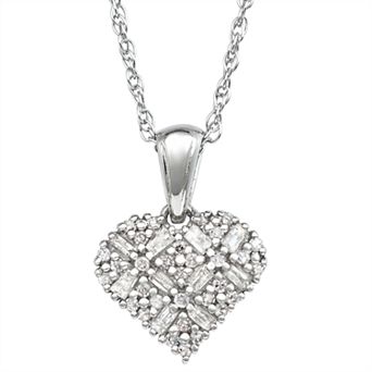 Jewelexcess Sterling Silver 1/4 Carat Diamond Heart Pendant