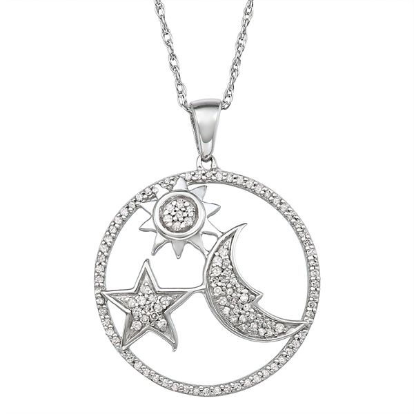 Sun Moon Star Necklace - in Silver or Gold