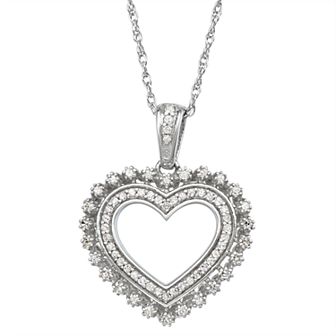 Jewelexcess Sterling Silver Diamond Accent Heart Pendant