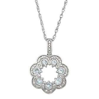 Jewelexcess Sterling Silver Gemstone & Diamond Accents Pendant Necklace