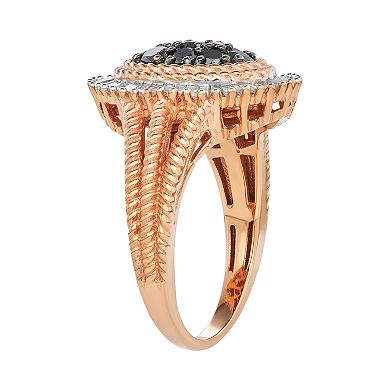 Jewelexcess Rose Gold Over Silver 1 Carat T.W. Black & White Diamond Ring