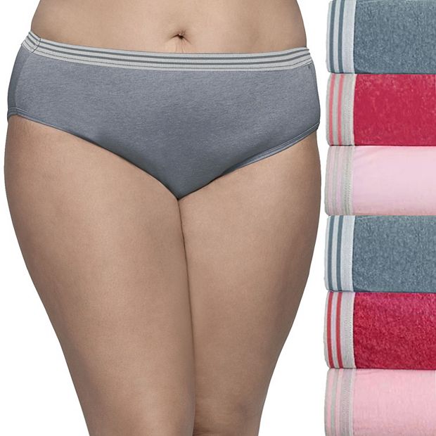 Plus Size Fruit of the Loom® Fit for Me 6-pack Heather Hi-Cut Panty