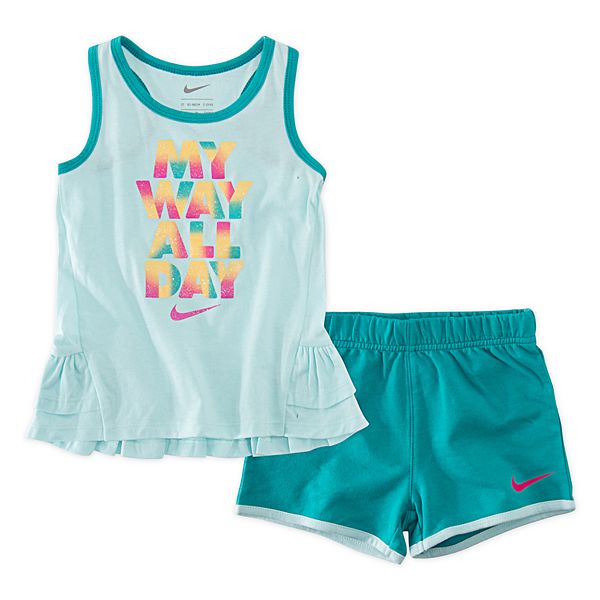 Toddler Girl Nike "My Way All Day" Glittery Graphic Tank Top & Shorts Set
