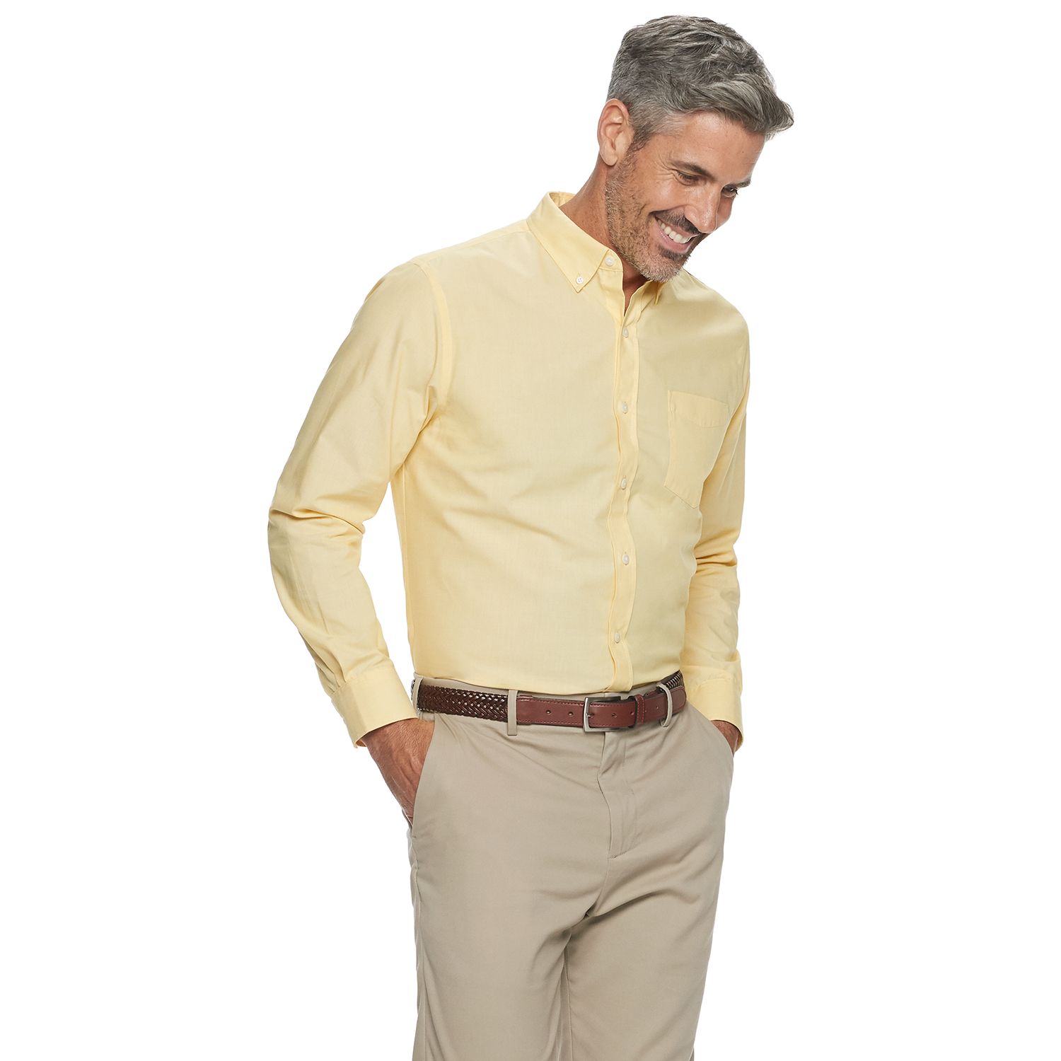 mens yellow button down shirt