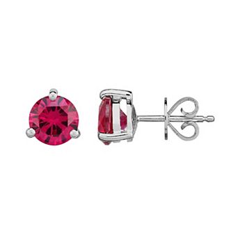 Oro Leoni Sterling Silver Lab-Created Ruby Stud Earrings