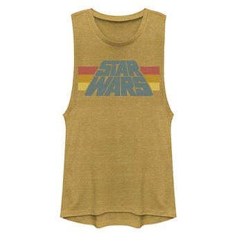 Juniors Star Wars Slant Logo Stripe Muscle Tank Top