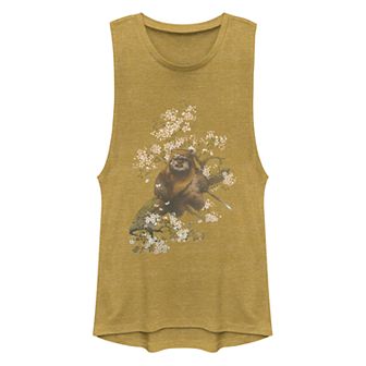 Juniors Star Wars Ewok In The Flowers Muscle Tank Top