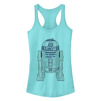 Juniors Star Wars Decorative R2D2 Racerback Tank Top