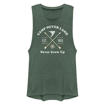 Juniors Tinkerbell Camp Never Land Muscle Tank Top