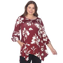 Womens Plus Size 3/4 Roll Sleeve V Neck Floral Tunic Shirt Flowy Blouses  Tops