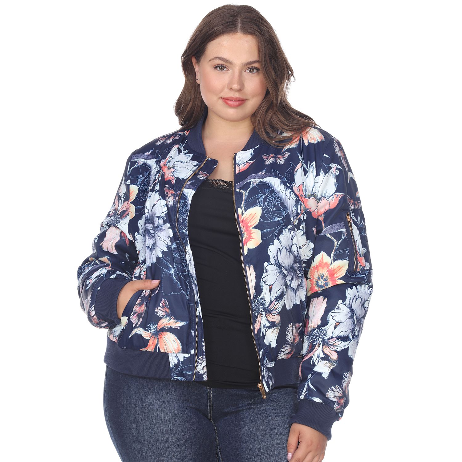floral bomber jacket womens plus size