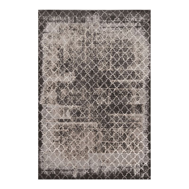 Linon Evolution Distress Trellis II Rug, Grey, 5X7.5 Ft