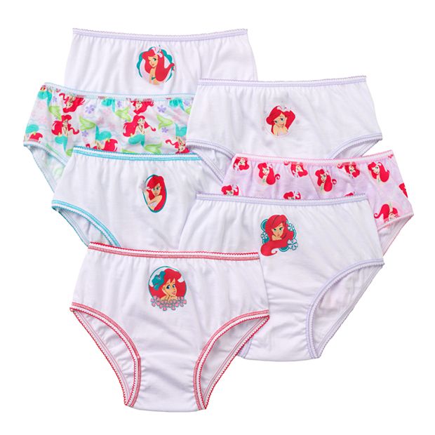 Pack of 5 Briefs for Girls 'Ariel - The Little Mermaid', White