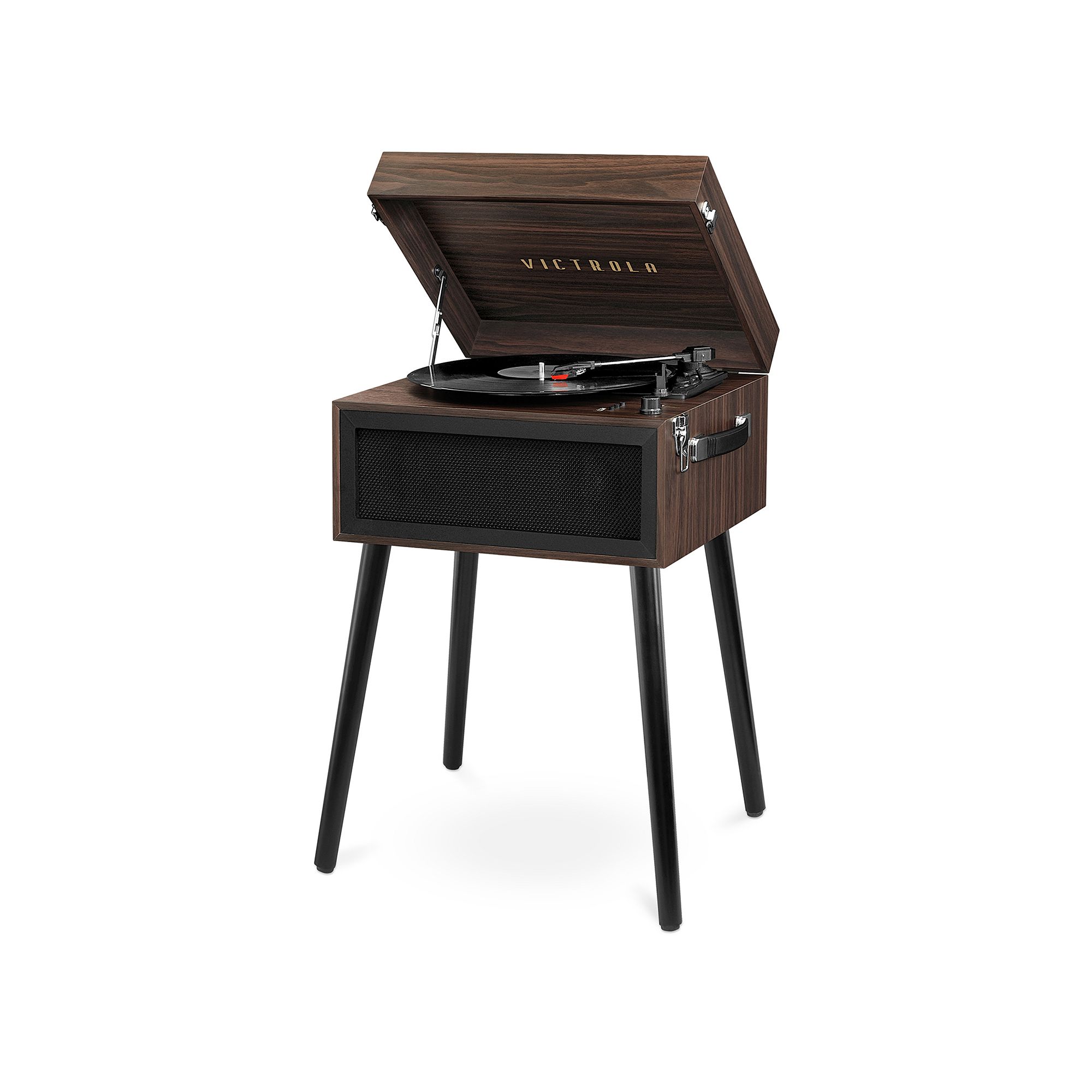 Victrola Liberty Bluetooth Record Player Stand with 3-Speed Turntable, Brow
