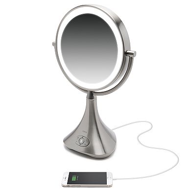 iHome Portable 9-in. Double-Sided Vanity Mirror with Bluetooth Speaker