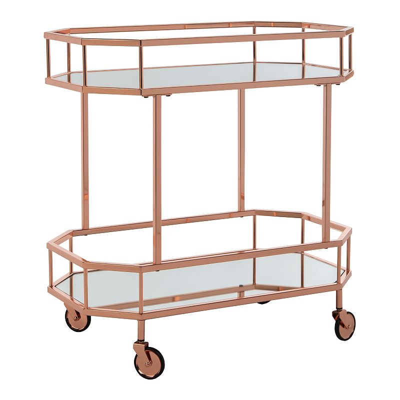 Safavieh Silva 2-Tier Octagon Bar Cart, Pink