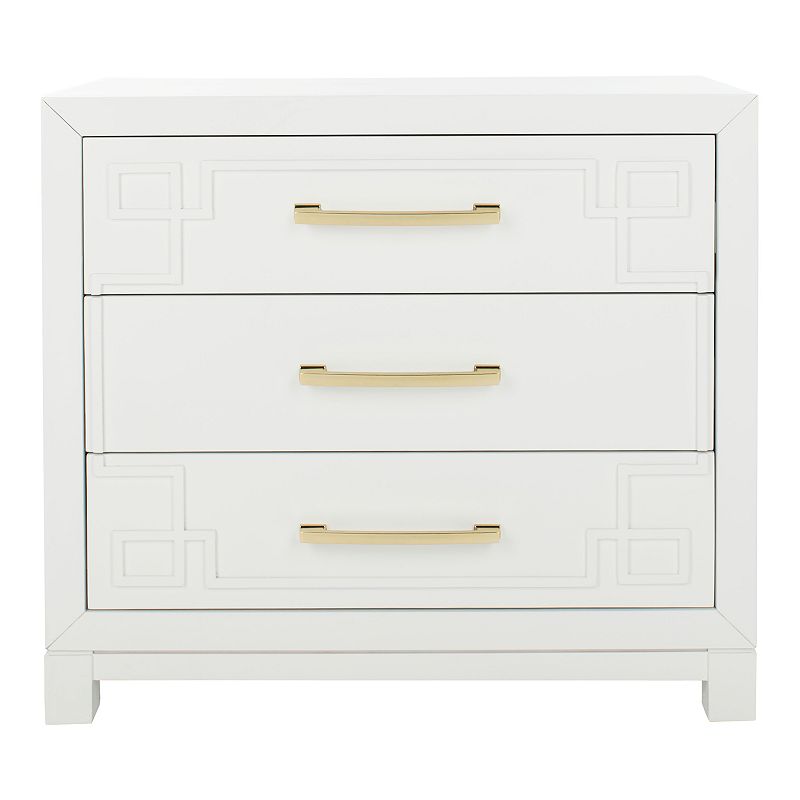 Raina 3 Drawer Chest White/Gold - Safavieh