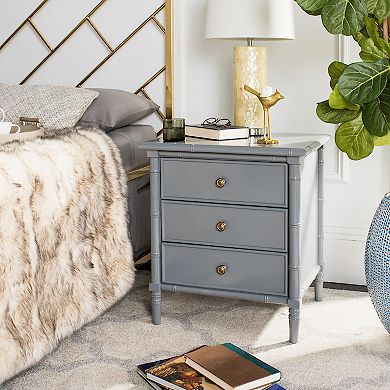 Safavieh Mina Coastal 3-Drawer 25" Bamboo Nightstand