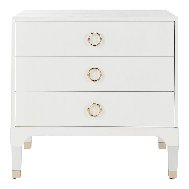 Safavieh Lorna 3-Drawer Contemporary Nightstand, White