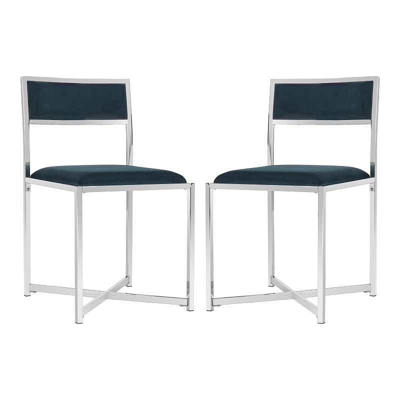 Safavieh Menken Chrome Side Chair, Blue