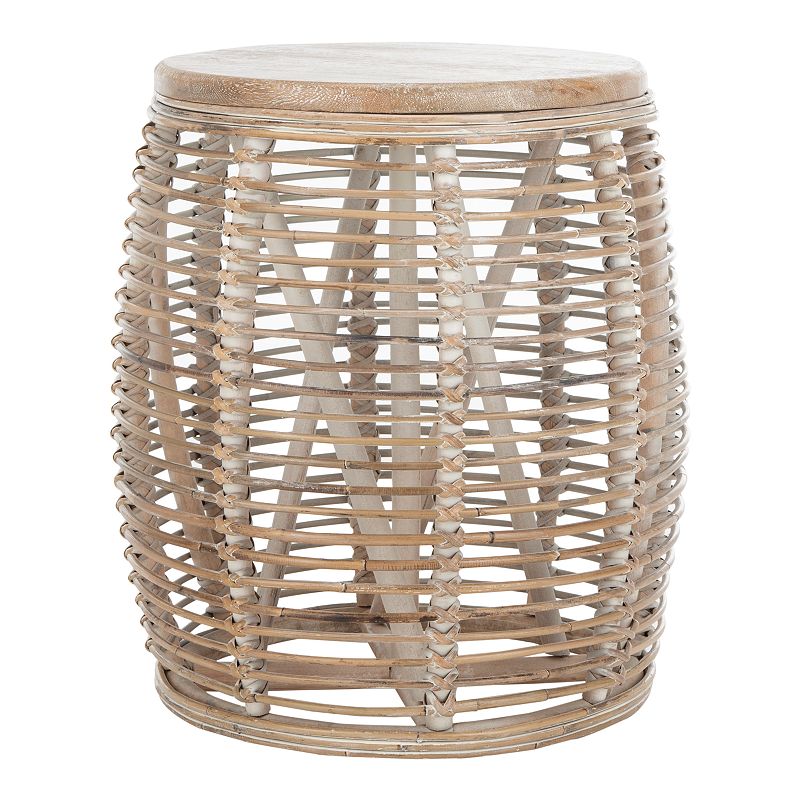 Safavieh Maui Rattan Drum Stool Table, Grey