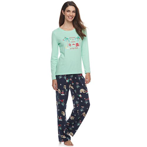 Women's Jammies For Your Families Flip Flop Holiday Family Tee & Pants ...
