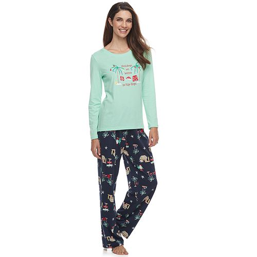 Women s Jammies For Your Families Flip Flop Holiday Family Tee Pants 