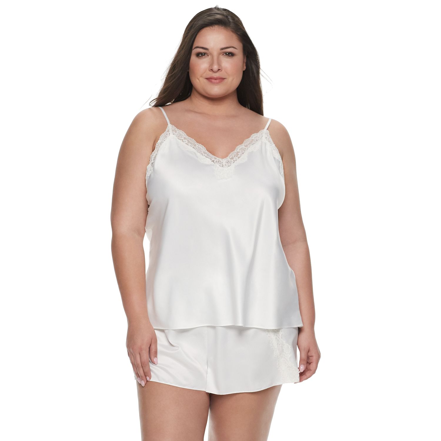 plus size satin cami and short set