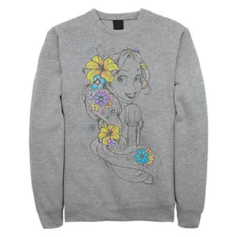 Juniors' Disney's Tangled Rapunzel Floral Sketch Crew Fleece Sweater