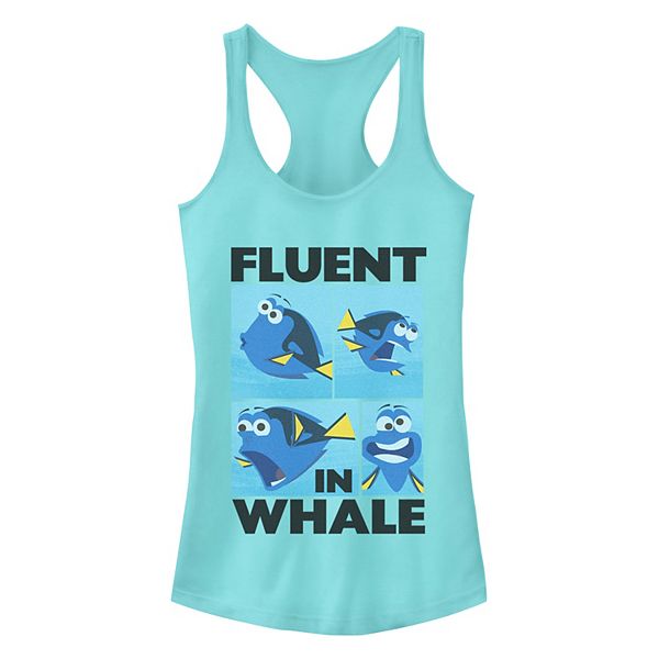 Disney Pixars Finding Dory Juniors Fluent In Whale Racerback Tank Top