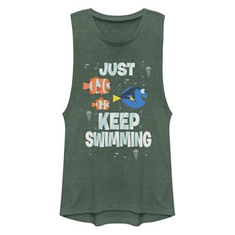 Juniors Disney / Pixar Finding Dory Just Keep Swimming Muscle Tank Top