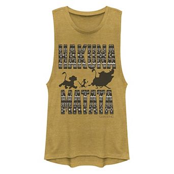 Juniors Disney The Lion King Hakuna Matata Pattern Style Print Muscle Tank Top