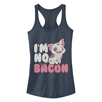 Junior's Disney's Moana Pua I'm No Bacon Racerback Tank Top