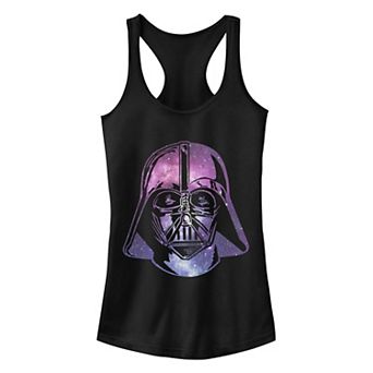 Juniors' Star Wars Darth Vader Space Galaxy Helmet Racerback Tank Top