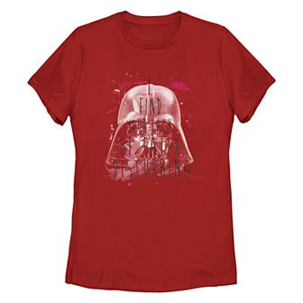 Juniors Star Wars Darth Vader Lack Of Faith Disturbing Poster Missy Crew Tee
